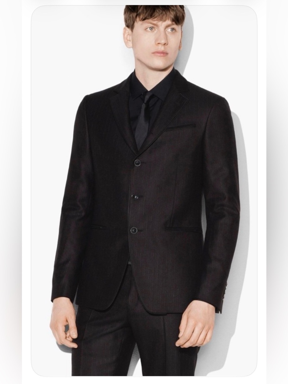 John Varvatos Collection Austin charcoal pinstripe Jacket EU 60 USA 50 3XL